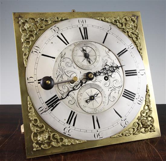 George III eight day longcase clock movement,(-)